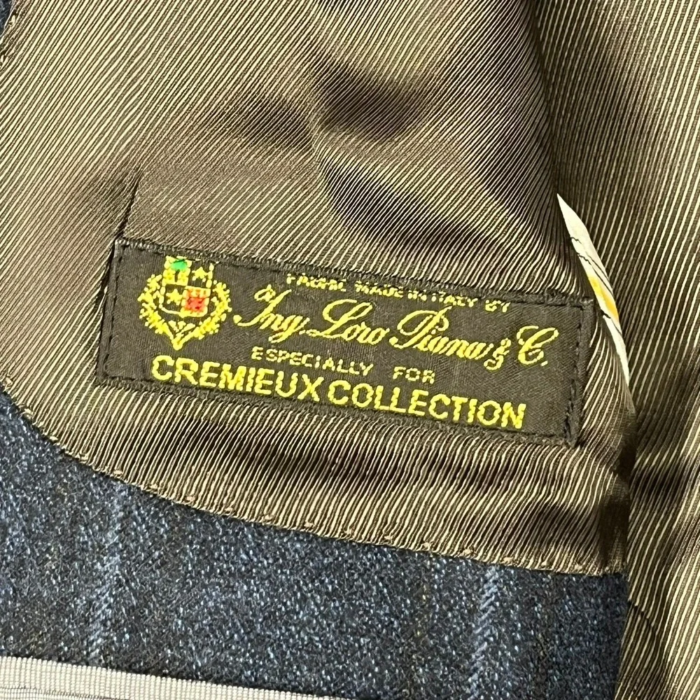 Cremieux Loro Piana Wool Blazer Sport Coat Mens 40L Blue Windowpane *Flaw